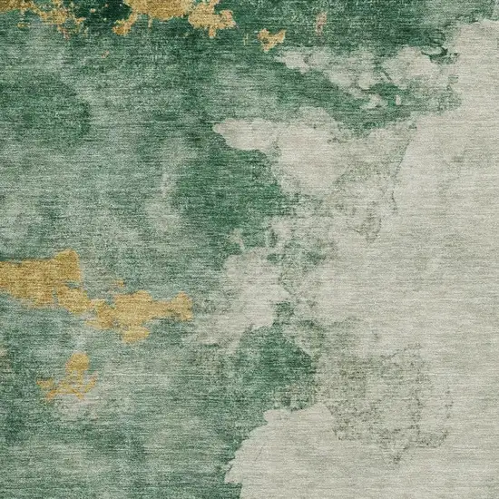 Emerald And Gold Abstract Washable Area Rug With UV Protection Photo 3