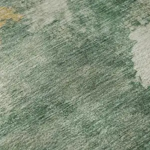 Photo of Emerald And Gold Abstract Washable Area Rug With UV Protection