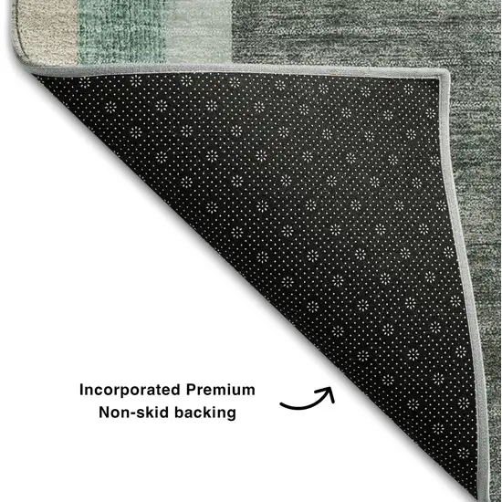 Emerald And Gray Geometric Washable Area Rug With UV Protection Photo 6