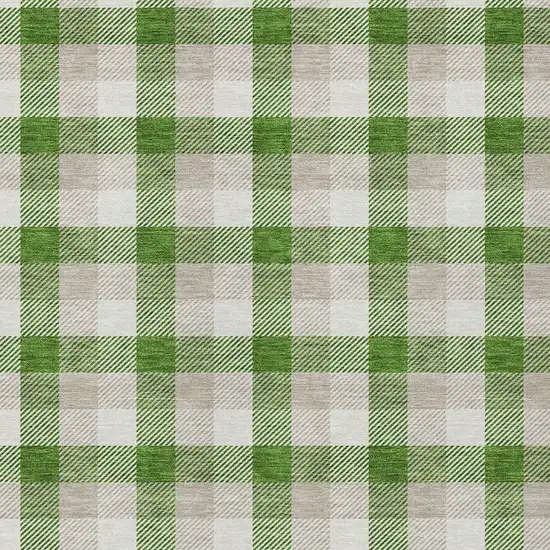 Emerald And Gray Plaid Washable Indoor Outdoor Area Rug Photo 4