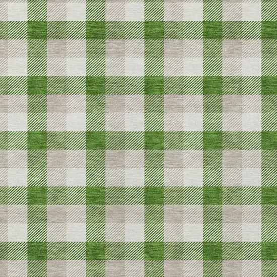 Emerald And Gray Plaid Washable Indoor Outdoor Area Rug Photo 4