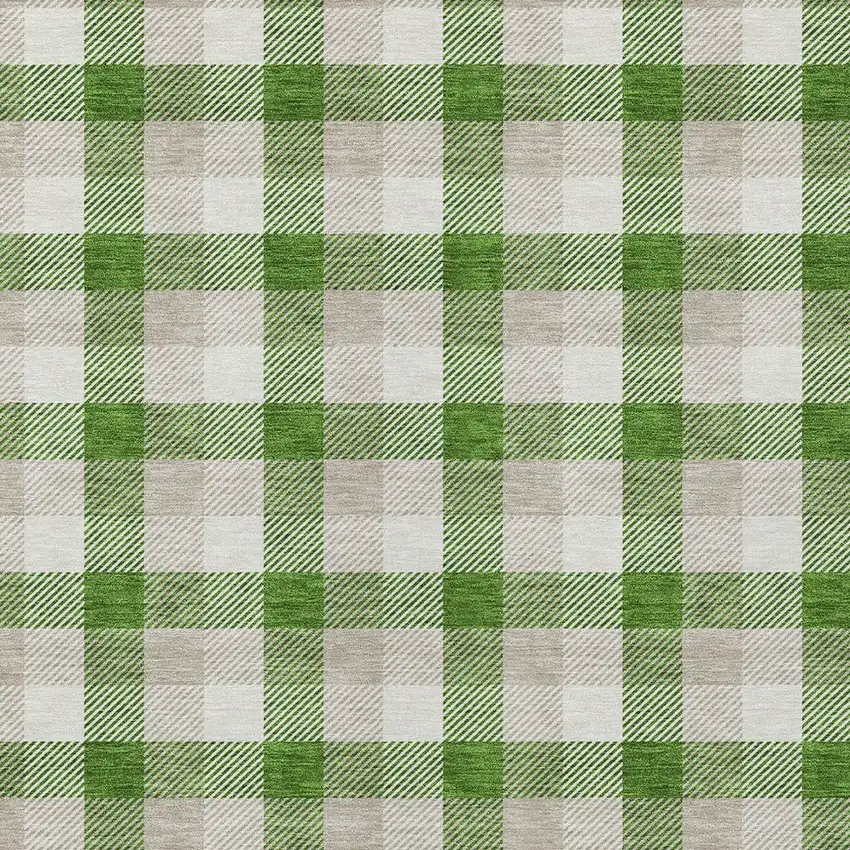 Emerald And Gray Plaid Washable Indoor Outdoor Area Rug Photo 4