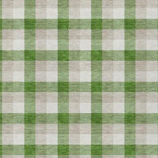 Emerald And Gray Plaid Washable Indoor Outdoor Area Rug Photo 4