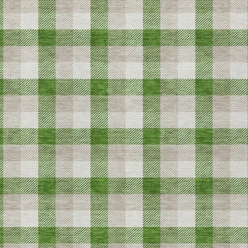 Emerald And Gray Plaid Washable Indoor Outdoor Area Rug Photo 4