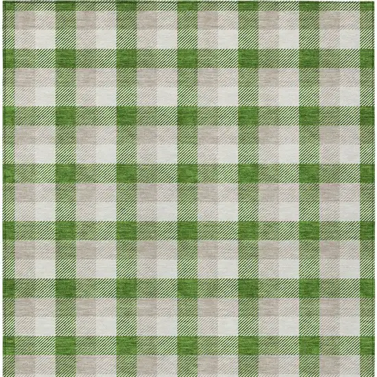 Emerald And Gray Plaid Washable Indoor Outdoor Area Rug Photo 5