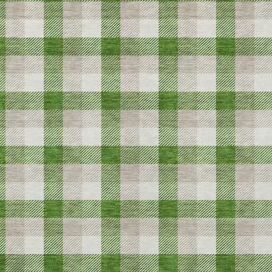 Emerald And Gray Plaid Washable Indoor Outdoor Area Rug Photo 4