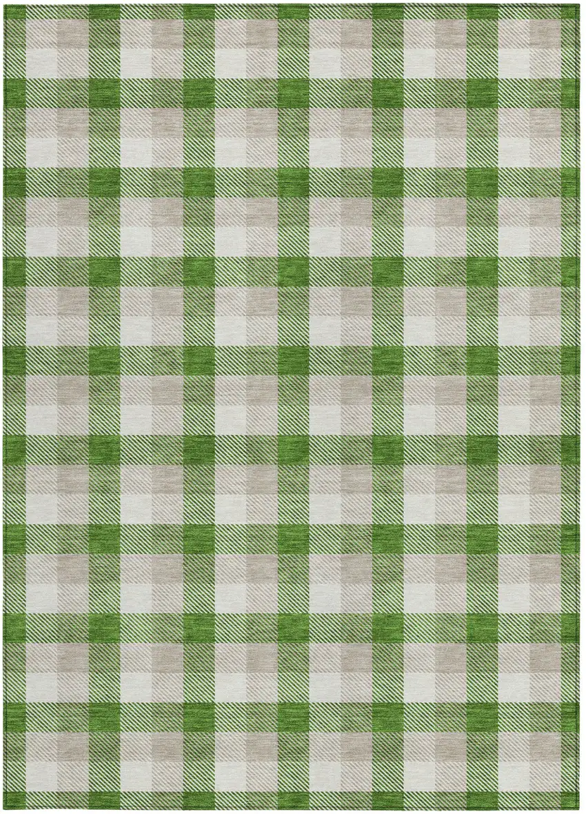 Emerald And Gray Plaid Washable Indoor Outdoor Area Rug Photo 5