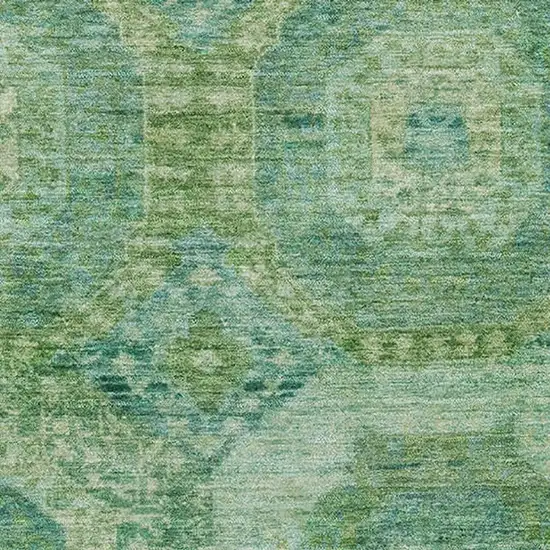 Emerald And Green Abstract Geometric Washable Area Rug With UV Protection Photo 3