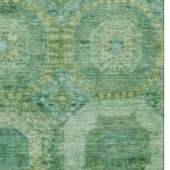 Emerald And Green Abstract Geometric Washable Area Rug With UV Protection Photo 4