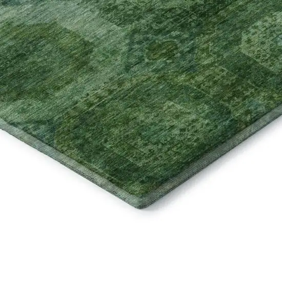 Emerald And Green Abstract Geometric Washable Area Rug With UV Protection Photo 8