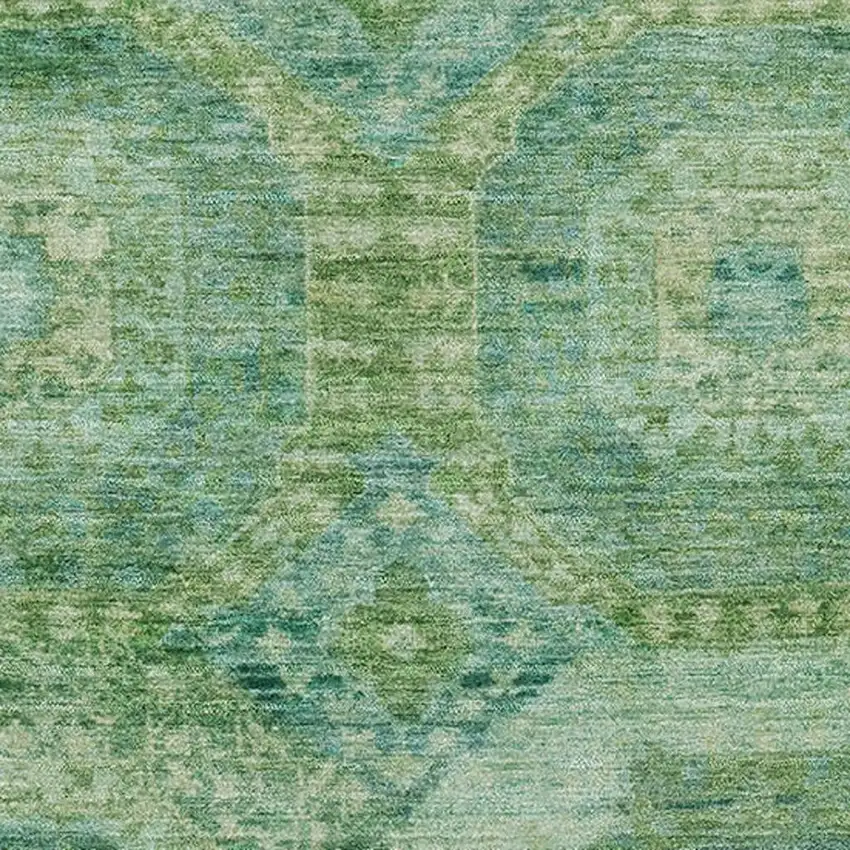 Emerald And Green Abstract Geometric Washable Area Rug With UV Protection Photo 3