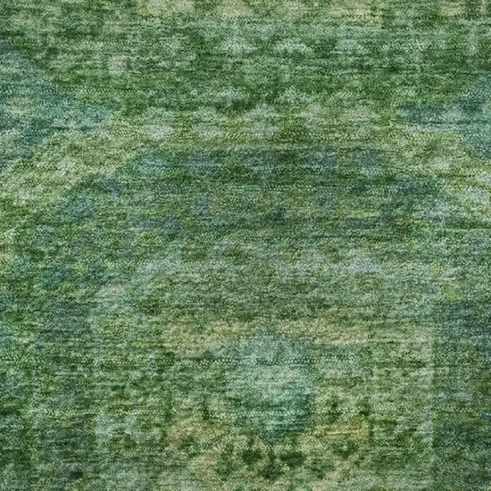 Emerald And Green Abstract Geometric Washable Area Rug With UV Protection Photo 8