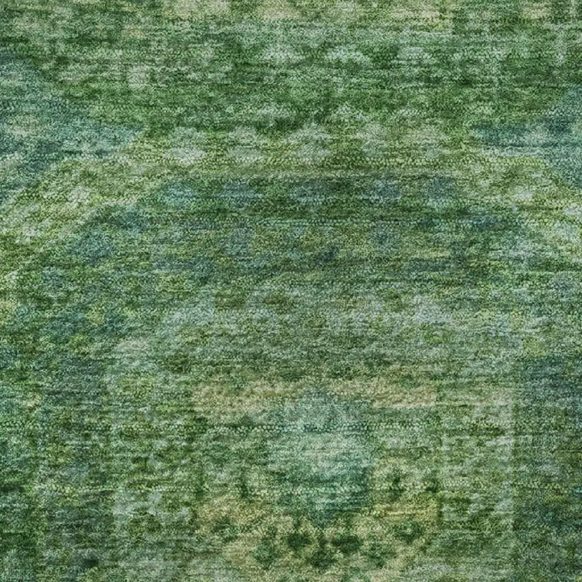 Emerald And Green Abstract Geometric Washable Area Rug With UV Protection Photo 8