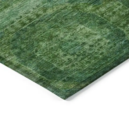 Emerald And Green Medallion Washable Indoor Outdoor Area Rug Photo 9
