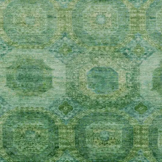 Emerald And Green Medallion Washable Indoor Outdoor Area Rug Photo 4