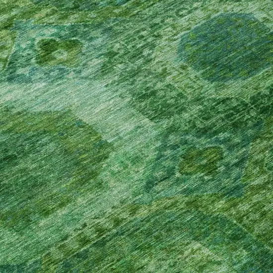 Emerald And Green Medallion Washable Indoor Outdoor Area Rug Photo 8