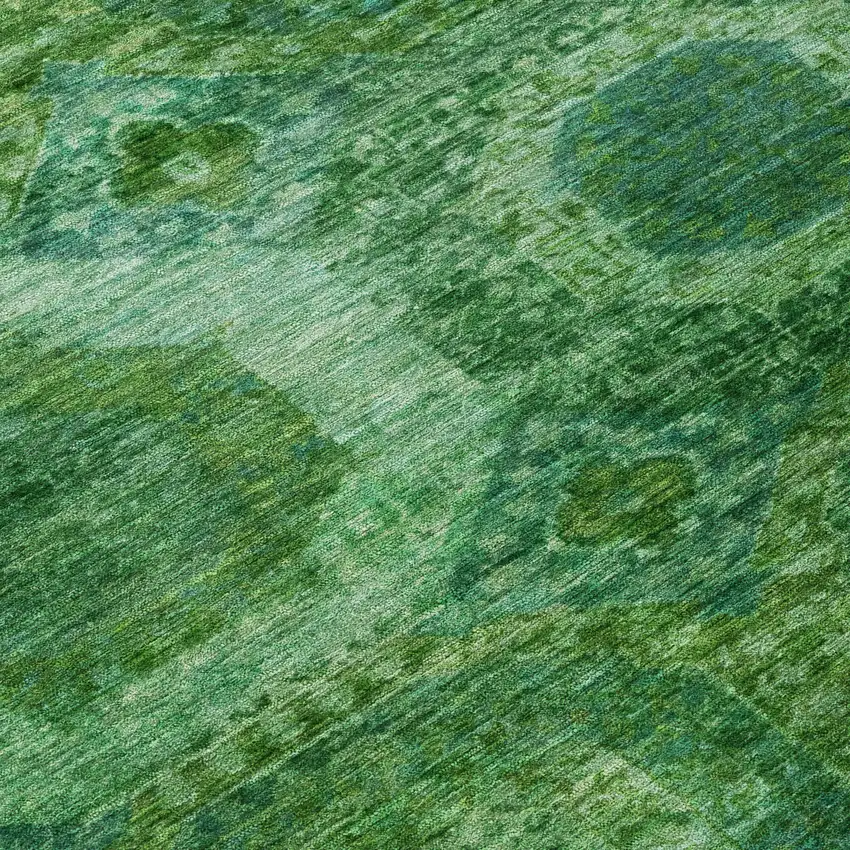 Emerald And Green Medallion Washable Indoor Outdoor Area Rug Photo 8