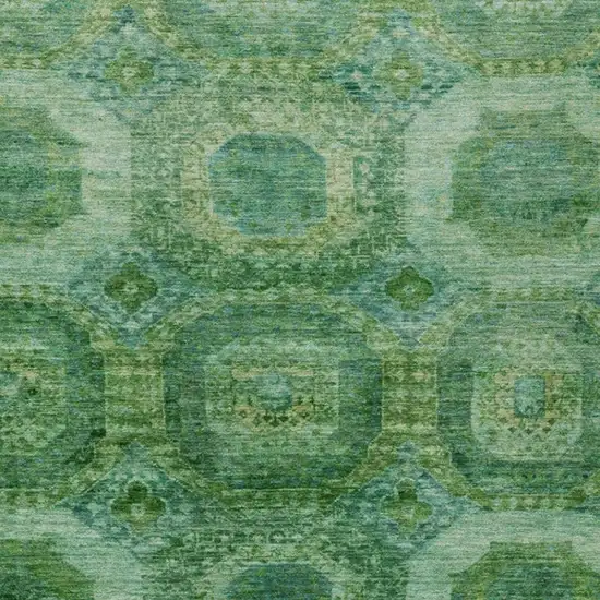 Emerald And Green Medallion Washable Indoor Outdoor Area Rug Photo 3
