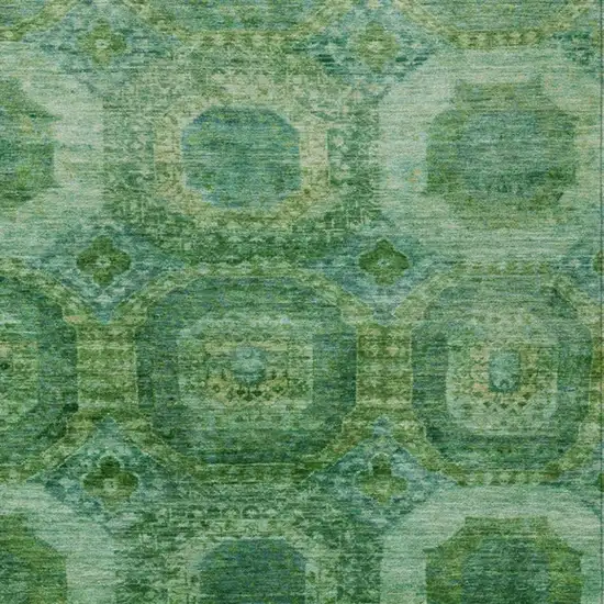 Emerald And Green Medallion Washable Indoor Outdoor Area Rug Photo 4
