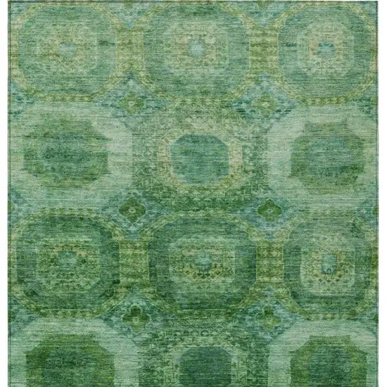 Emerald And Green Medallion Washable Indoor Outdoor Area Rug Photo 4