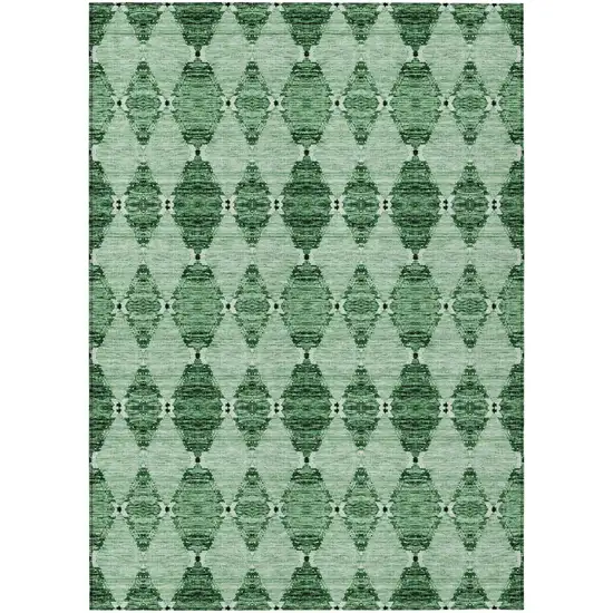 Emerald And Green Moroccan Washable Indoor Outdoor Area Rug Photo 2