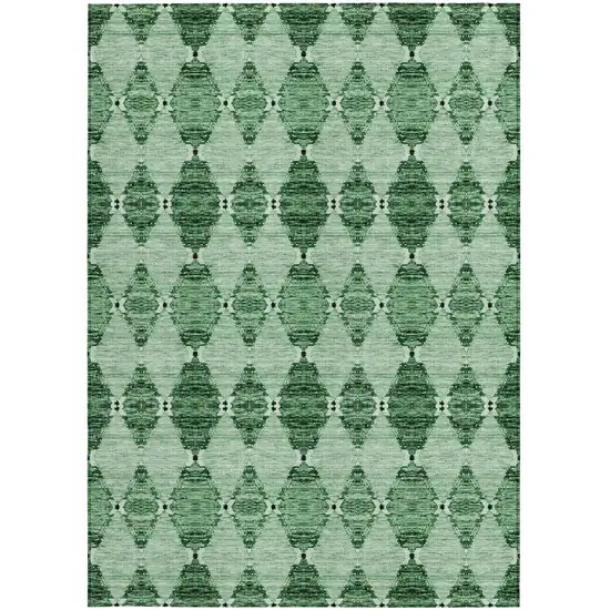 Emerald And Green Moroccan Washable Indoor Outdoor Area Rug Photo 5