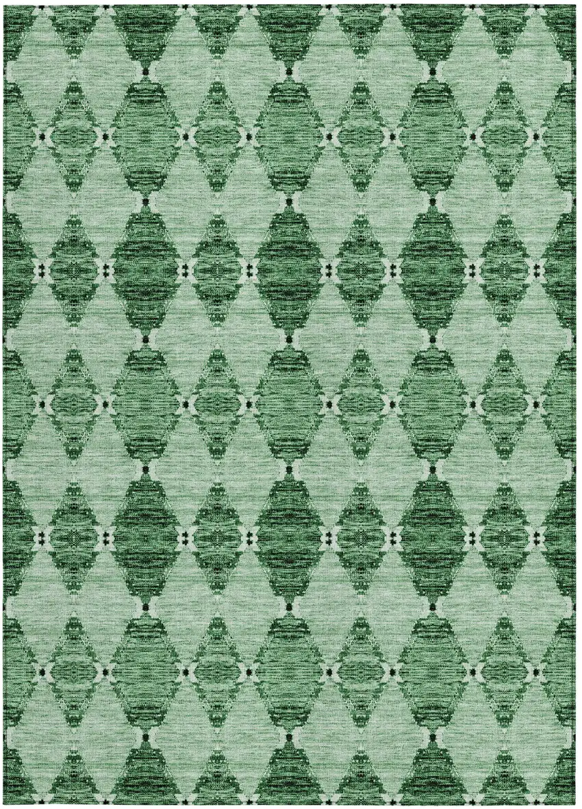 Emerald And Green Moroccan Washable Indoor Outdoor Area Rug Photo 5