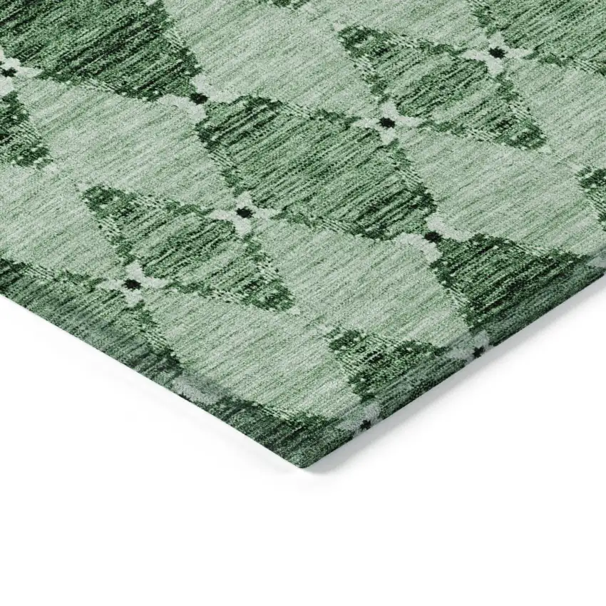 Emerald And Green Moroccan Washable Indoor Outdoor Area Rug Photo 4