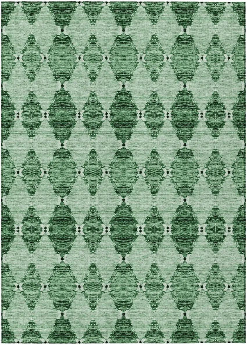 Emerald And Green Moroccan Washable Indoor Outdoor Area Rug Photo 2