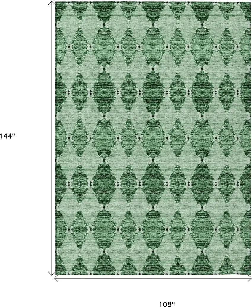 Emerald And Green Moroccan Washable Indoor Outdoor Area Rug Photo 3
