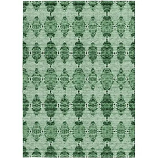 Emerald And Green Moroccan Washable Indoor Outdoor Area Rug Photo 5