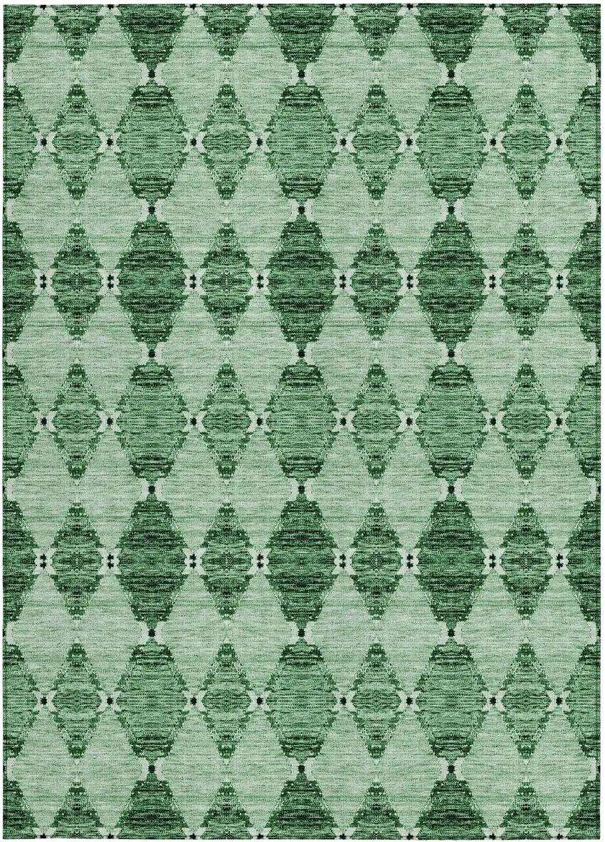 Emerald And Green Moroccan Washable Indoor Outdoor Area Rug Photo 5