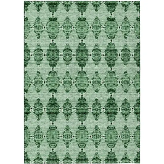 Emerald And Green Moroccan Washable Indoor Outdoor Area Rug Photo 2
