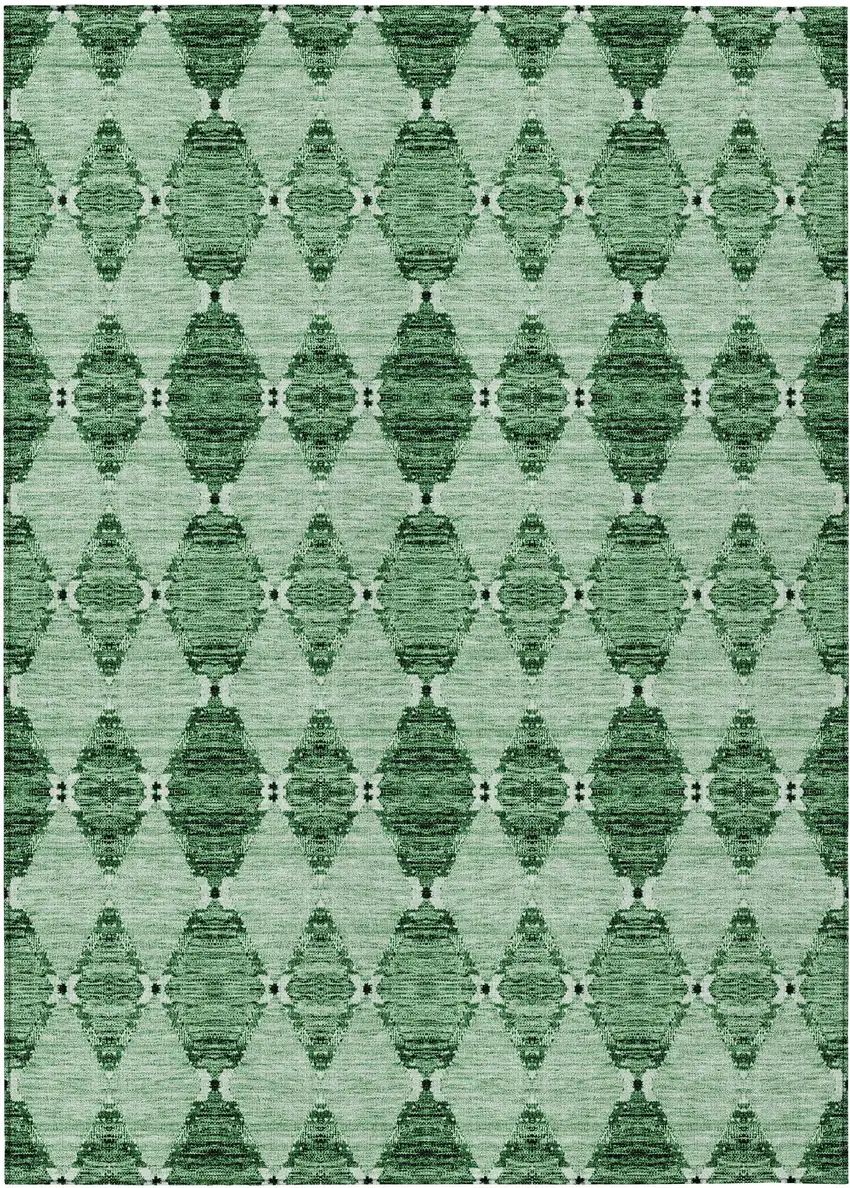 Emerald And Green Moroccan Washable Indoor Outdoor Area Rug Photo 2
