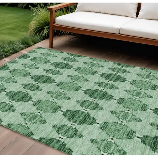 Emerald And Green Moroccan Washable Indoor Outdoor Area Rug Photo 1