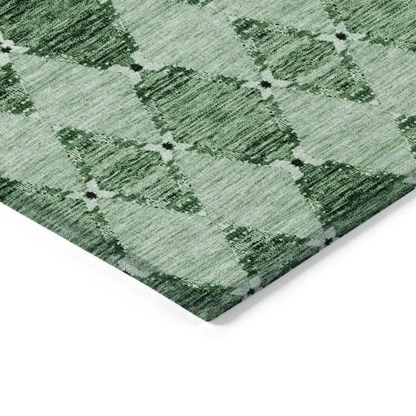 Emerald And Green Moroccan Washable Indoor Outdoor Area Rug Photo 5