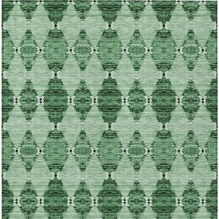 Emerald And Green Moroccan Washable Indoor Outdoor Area Rug Photo 4