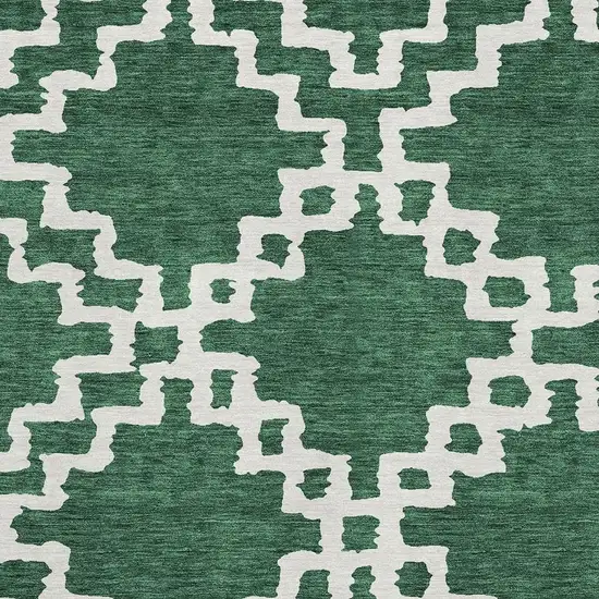 Emerald And Ivory Abstract Geometric Washable Area Rug With UV Protection Photo 3
