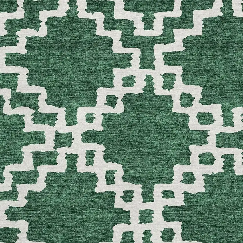 Emerald And Ivory Abstract Geometric Washable Area Rug With UV Protection Photo 3