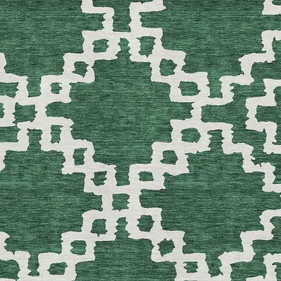 Emerald And Ivory Abstract Geometric Washable Area Rug With UV Protection Photo 3