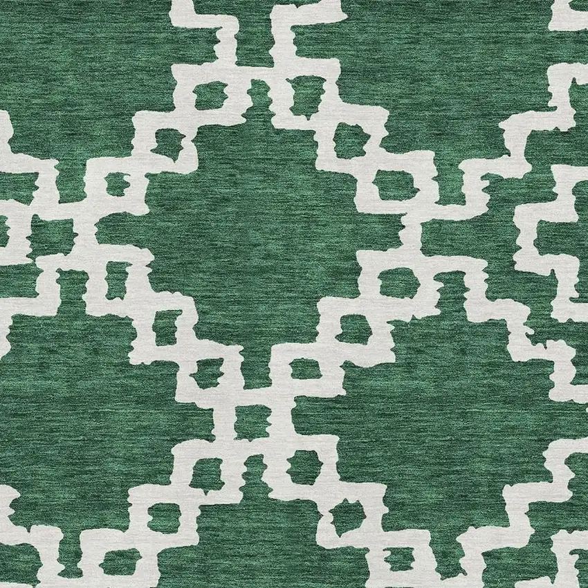 Emerald And Ivory Abstract Geometric Washable Area Rug With UV Protection Photo 3