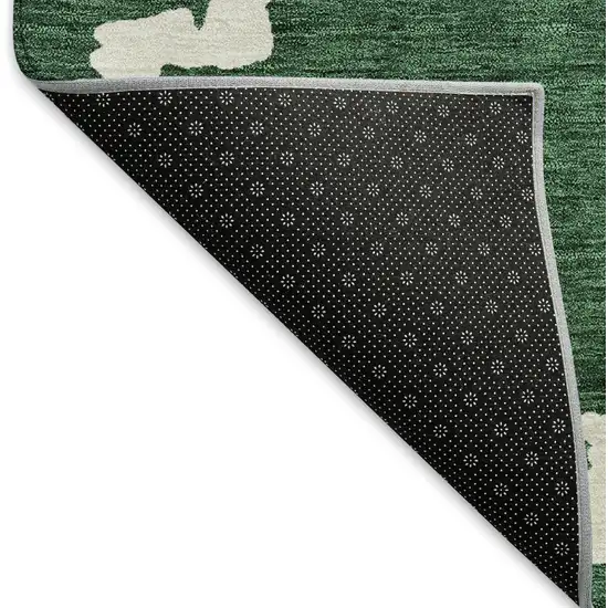 Emerald And Ivory Abstract Geometric Washable Area Rug With UV Protection Photo 7