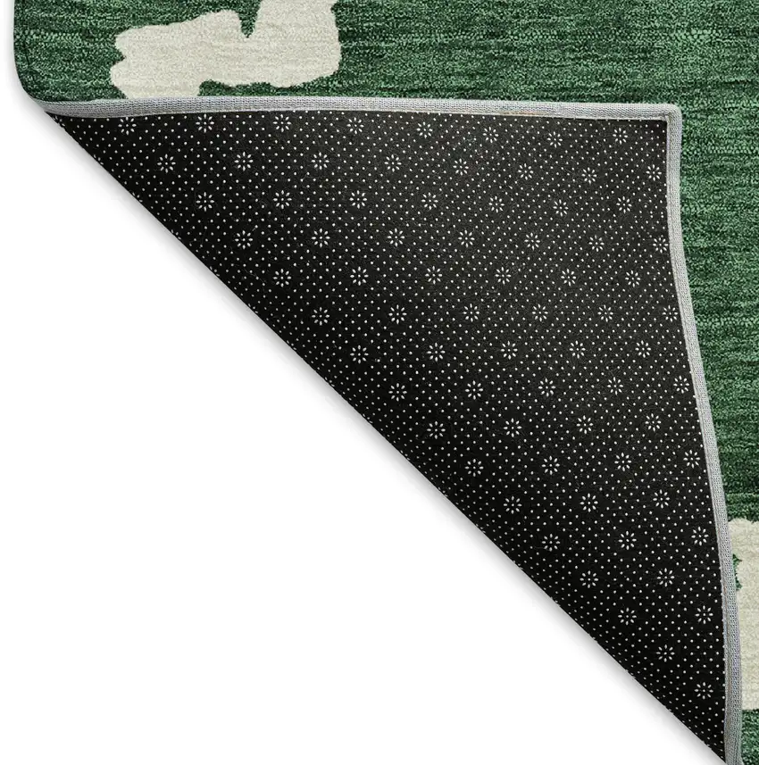 Emerald And Ivory Abstract Geometric Washable Area Rug With UV Protection Photo 7