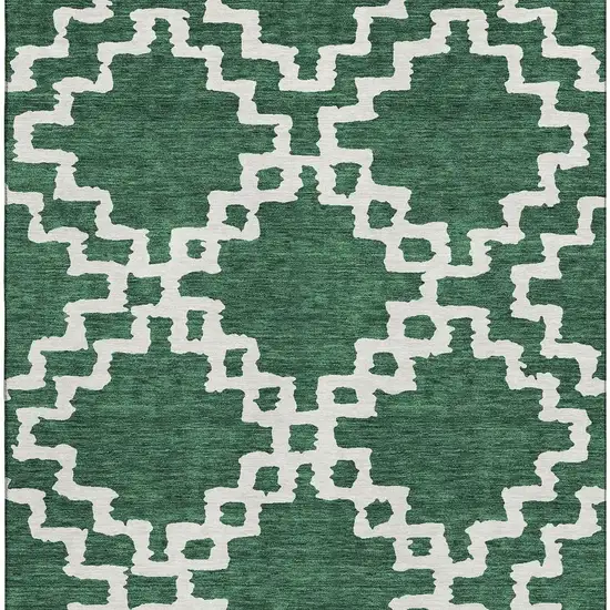 Emerald And Ivory Abstract Geometric Washable Area Rug With UV Protection Photo 3