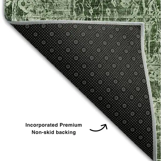 Emerald And Ivory Abstract Washable Area Rug With UV Protection Photo 9