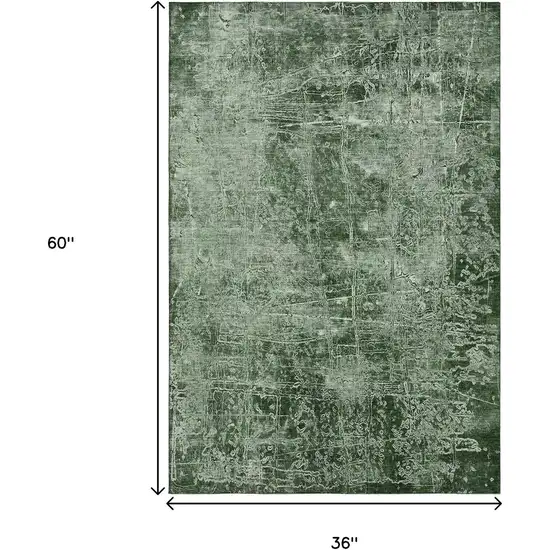 Emerald And Ivory Abstract Washable Area Rug With UV Protection Photo 8