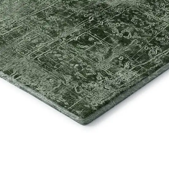 Emerald And Ivory Abstract Washable Area Rug With UV Protection Photo 7