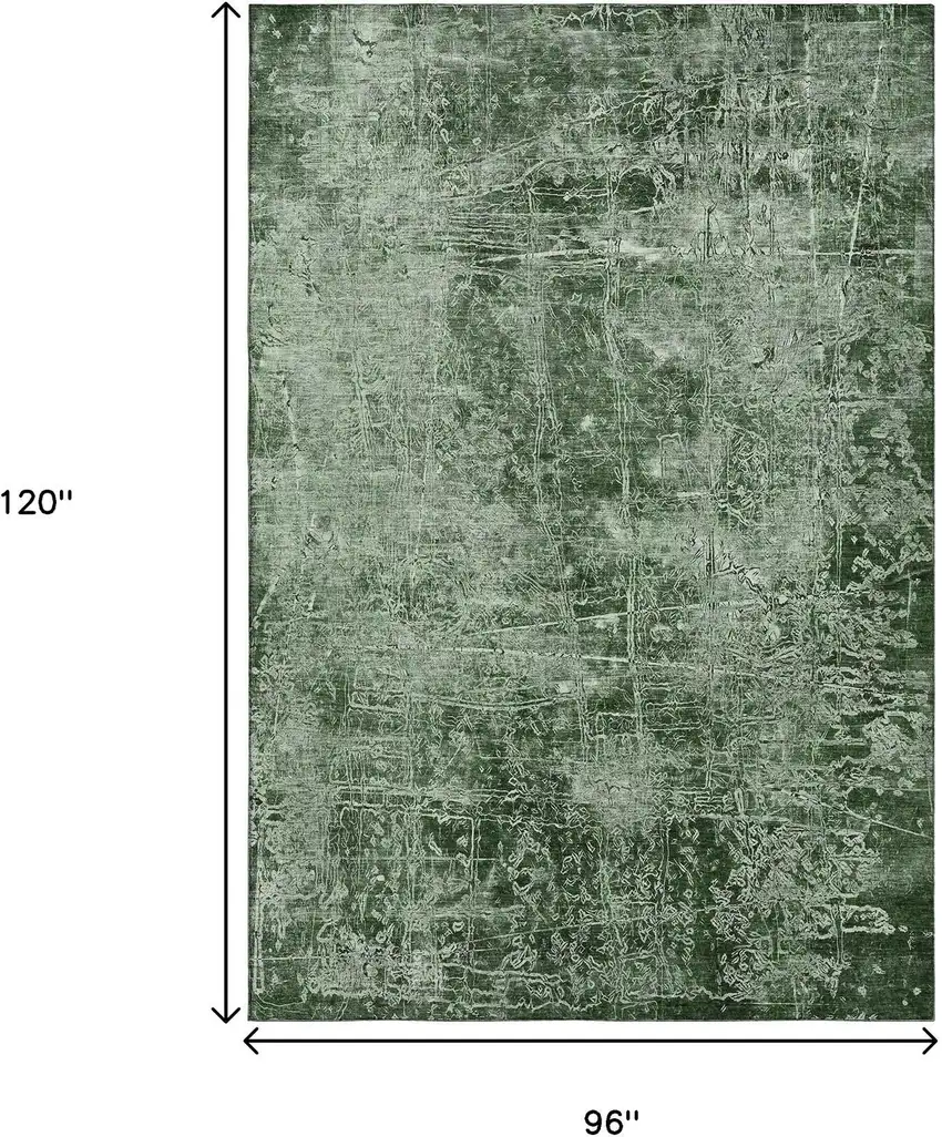 Emerald And Ivory Abstract Washable Area Rug With UV Protection Photo 3