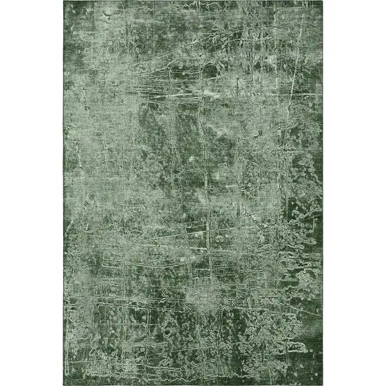 Emerald And Ivory Abstract Washable Area Rug With UV Protection Photo 1