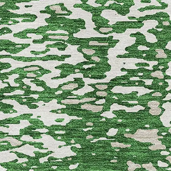 Emerald And Ivory Abstract Washable Area Rug With UV Protection Photo 2